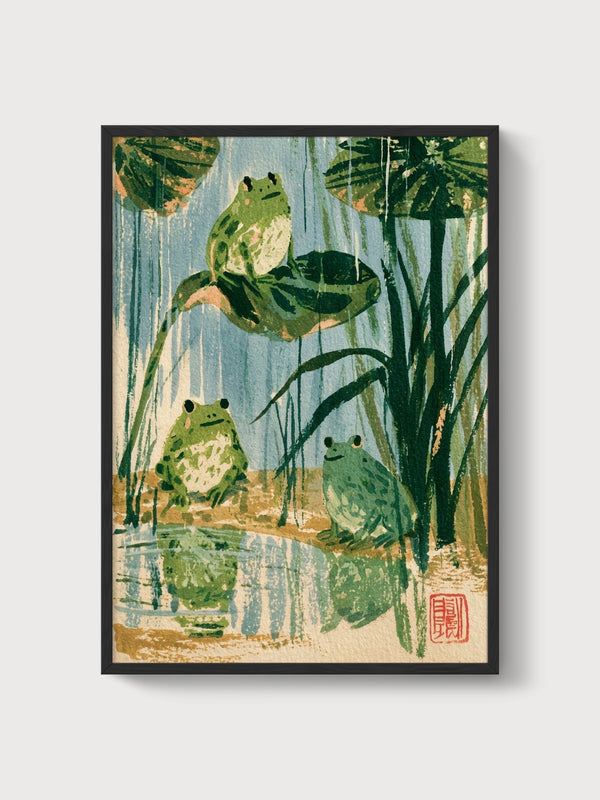 Frog Pond Poster poster in black frame