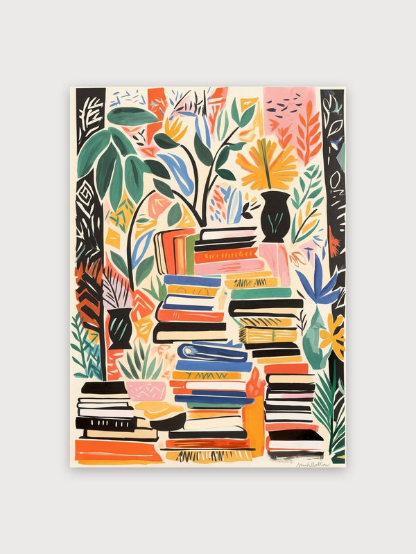 Colorful Books and Botanical Plants - Digital Download