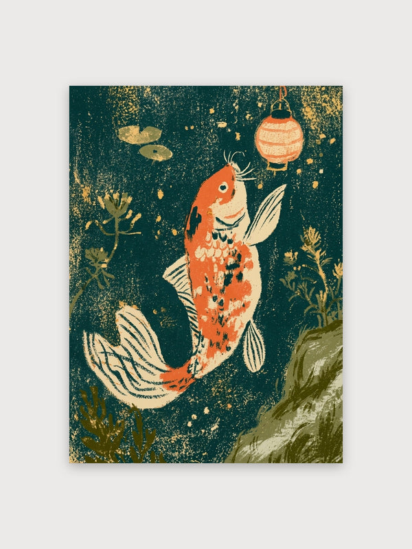 Vintage Koi Fish Underwater Lantern - Digital Download