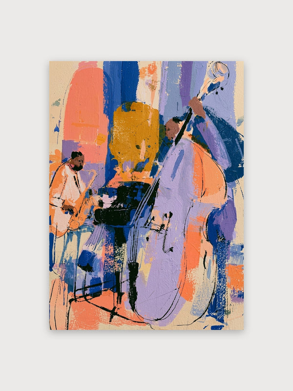 Abstract Musicians Playing Cello Violin - Digital Download