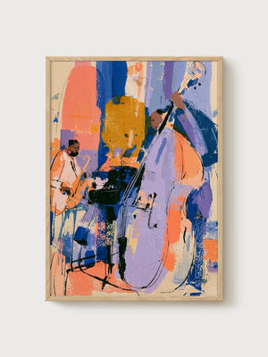 Jazz Musicians Abstract Painting poster in oak frame