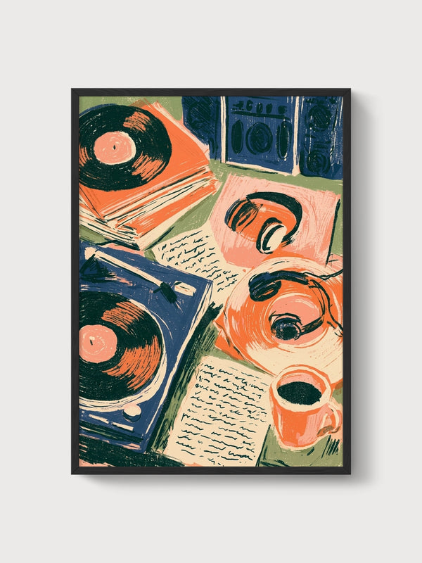 Retro Vinyl Poster poster in black frame