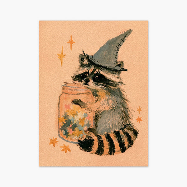 Witch Hat Raccoon Watercolor Print art print