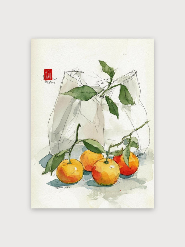 Watercolor Citrus Branch Study - Digital Download