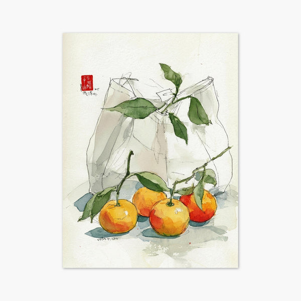 Mandarin Oranges Watercolor Painting art print