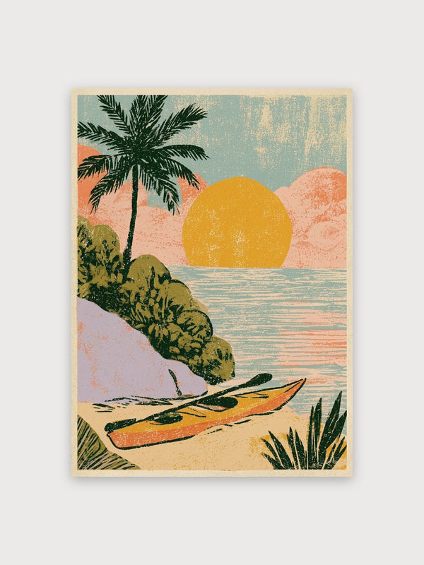 Vintage Tropical Sunset Beach - Digital Download