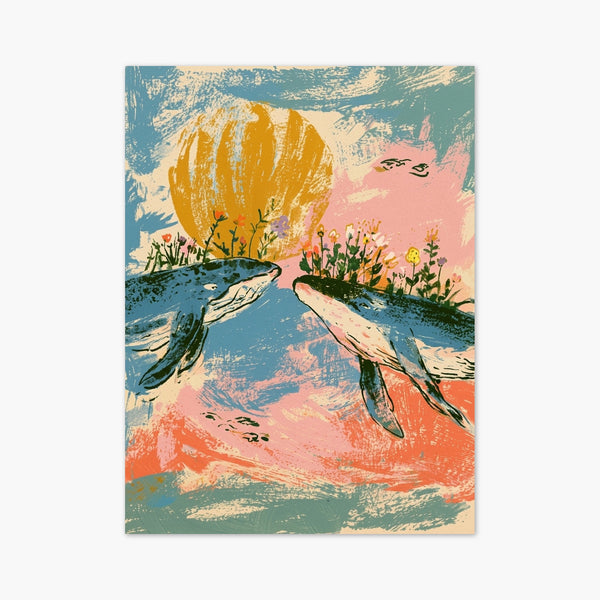 Whale and Sun Poster art print