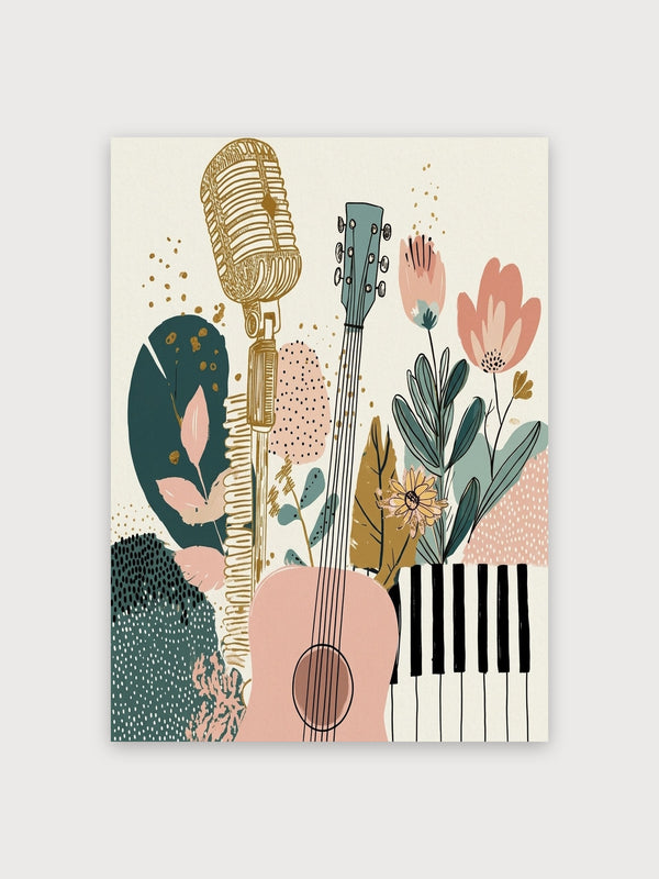 Musical Instruments Botanical Line Art - Digital Download