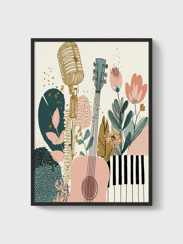 Guitar Wall Art poster in black frame