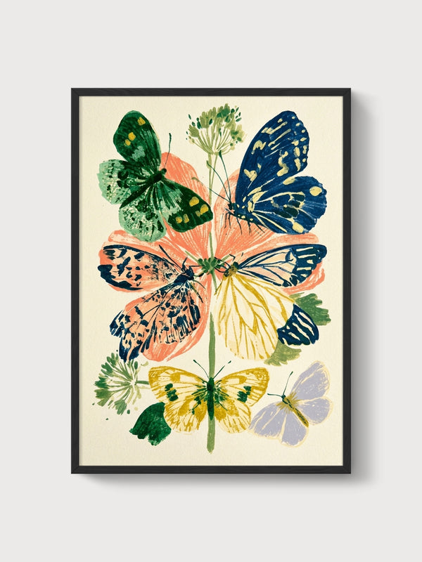 Butterfly Wall Art poster in black frame