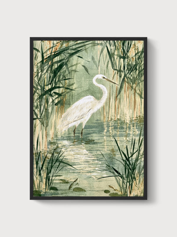 Blue Heron Wall Art poster in black frame
