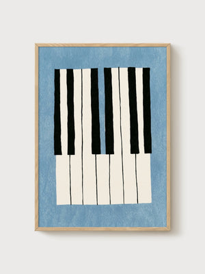Piano Keys Bauhaus Print poster in oak frame