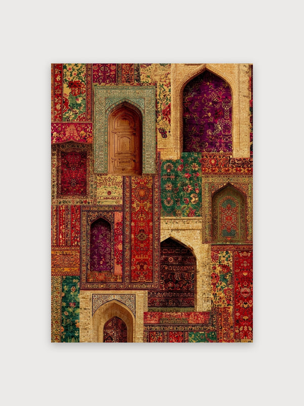Persian Carpet Textile Architecture Collage - Digital Download