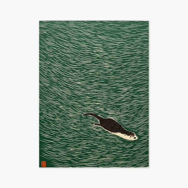 Japanese Woodblock Otter Print art print