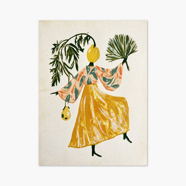 Whimsical Lemon Head Woman Watercolor Painting art print