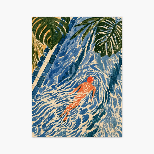 Art Nouveau Pool Swimmer Print art print