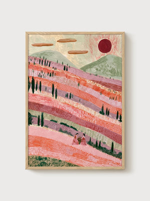 Landscape Wall Art poster in oak frame