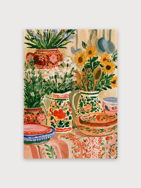 Boho Garden Potted Plants Watercolor - Digital Download