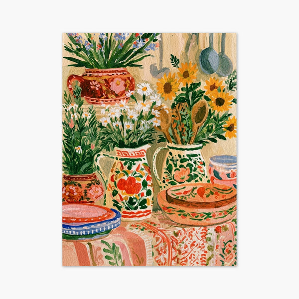 Watercolor Flowers Boho Wall Decor art print