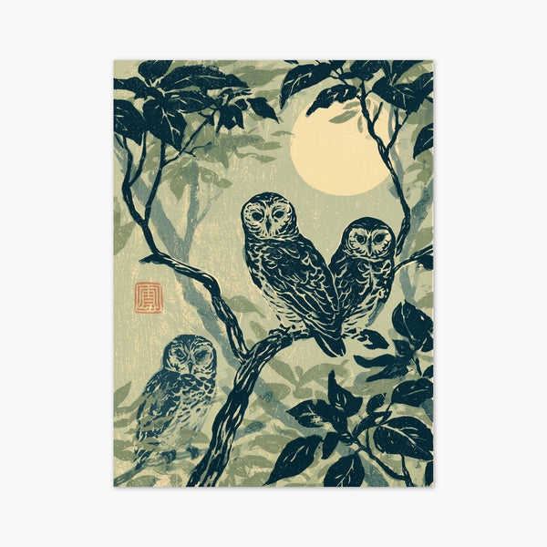 Japanese Owl Woodblock Print art print