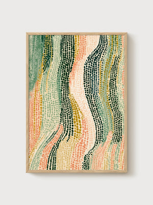 Wabi Sabi Abstract Art Print poster in oak frame