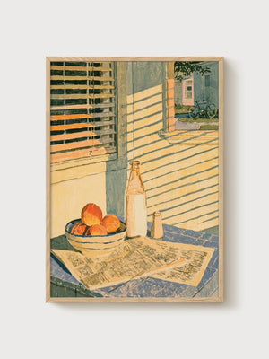 Edward Hopper Style Still Life Print poster in oak frame