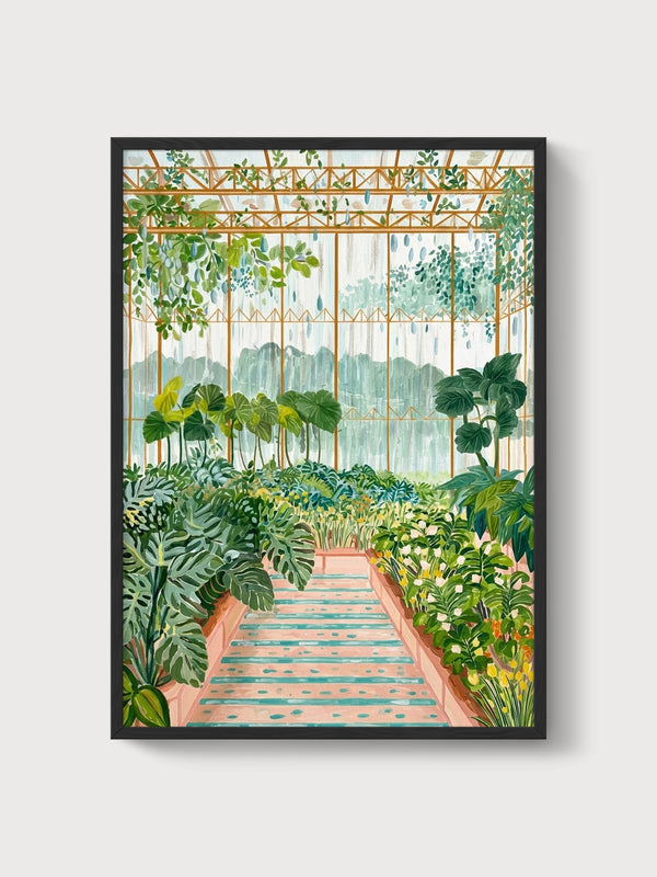 Greenhouse Garden Print poster in black frame