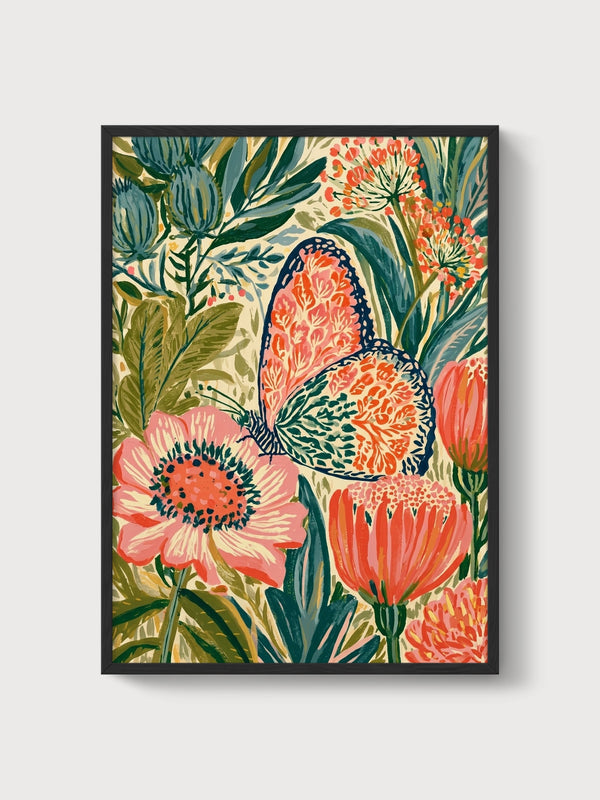 Monarch Butterfly Print poster in black frame
