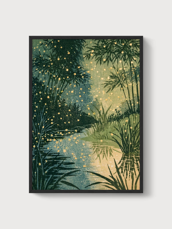 Bamboo Forest Print poster in black frame