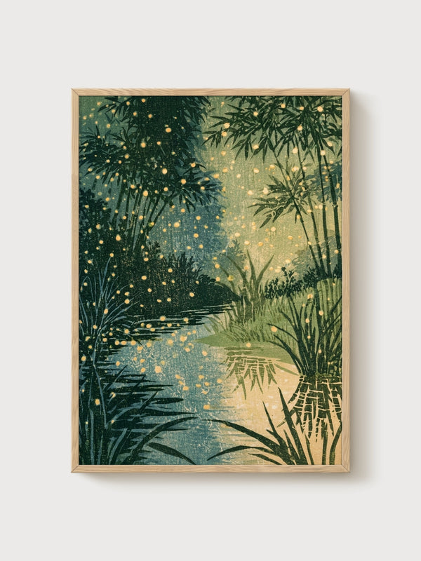 Bamboo Forest Print poster in oak frame