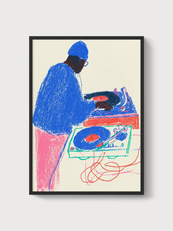 DJ Poster poster in black frame