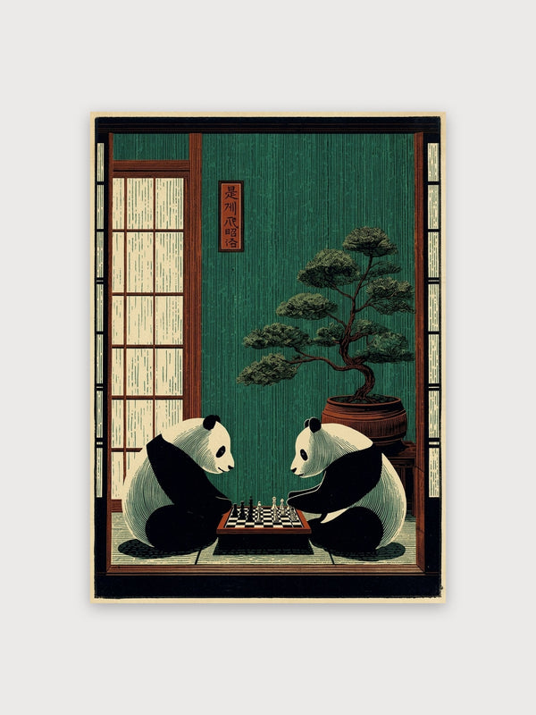 Pandas Playing Chess Japanese Room - Digital Download