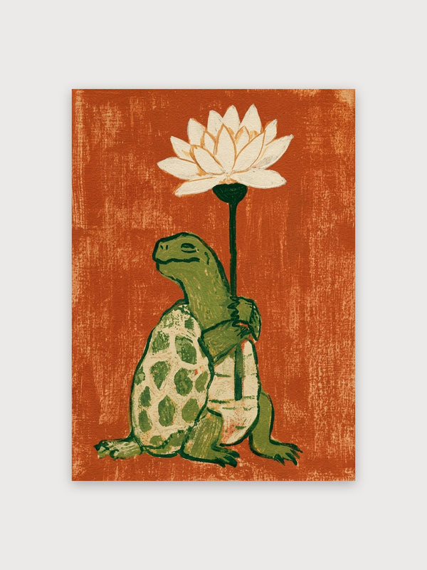 Turtle With Lotus Flower - Digital Download