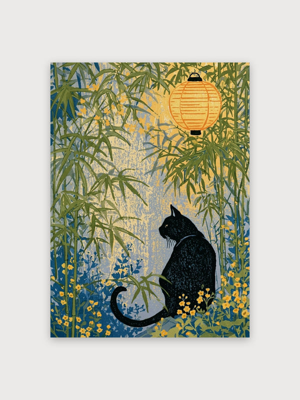 Black Cat Bamboo Lantern - Digital Download