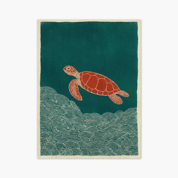 Sea Turtle Japanese Woodblock Print art print