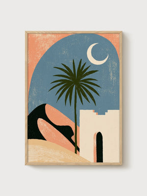 Desert Wall Art poster in oak frame