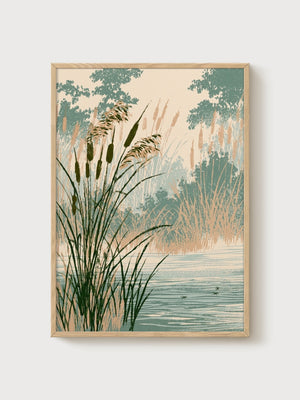 Marsh Painting poster in oak frame