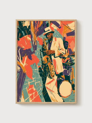 Jazz Musicians Pop Art Poster poster in oak frame