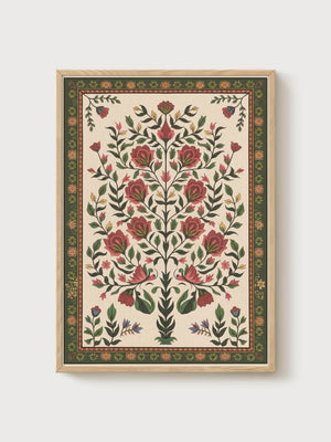 Tree Of Life Botanical Print poster in oak frame