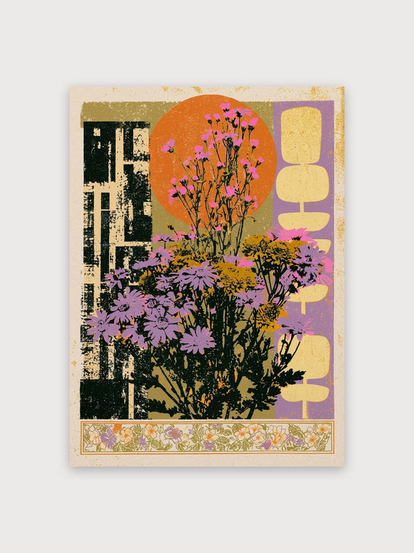 Retro Garden Flowers Vintage Poster - Digital Download