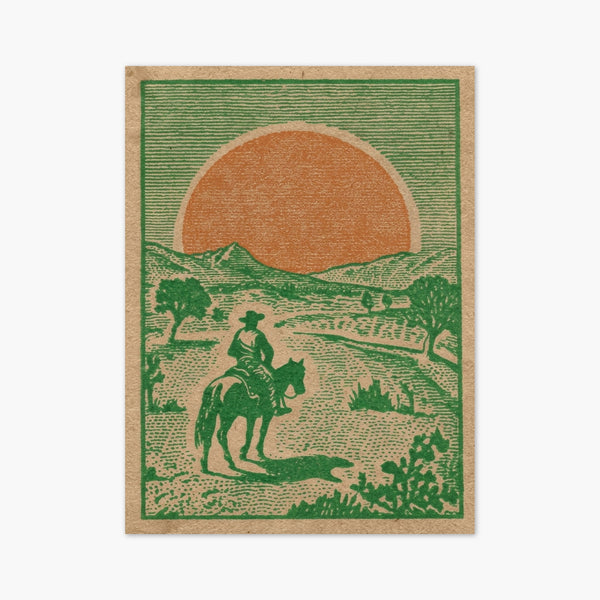 Cowboy Horse Painting Sun art print
