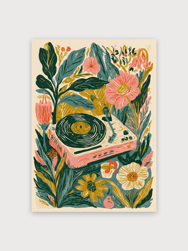 Floral Vinyl Record Player Botanical - Digital Download