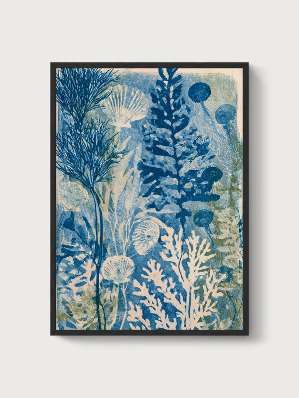 Ocean Wall Art poster in black frame