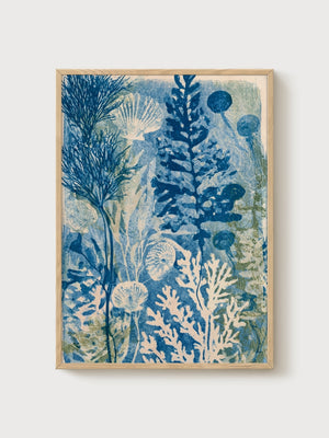 Ocean Wall Art poster in oak frame
