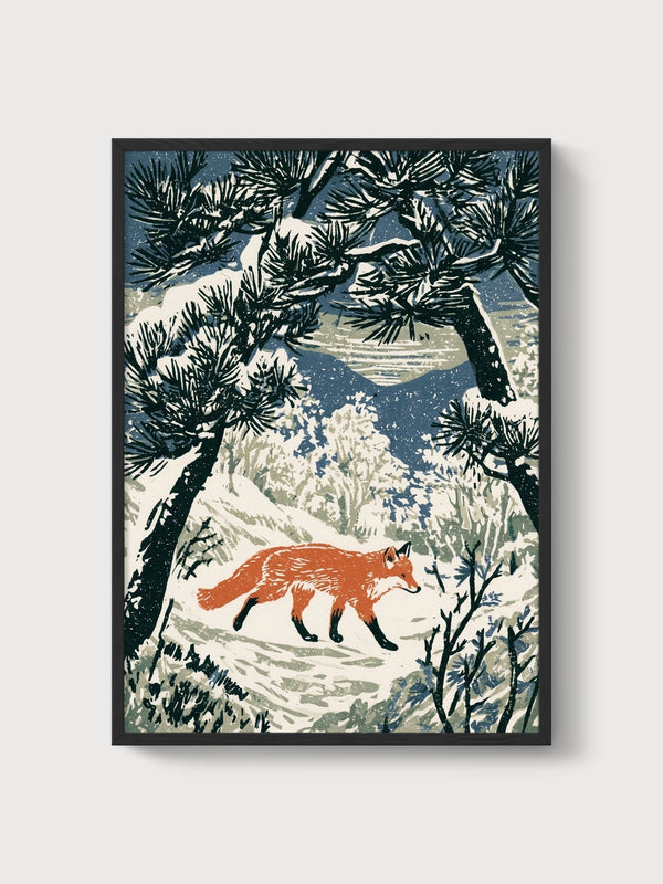 Fox Art Print poster in black frame