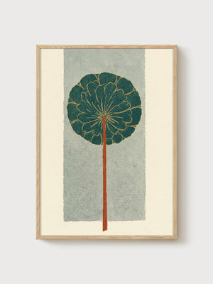 Botanical Flower Print poster in oak frame