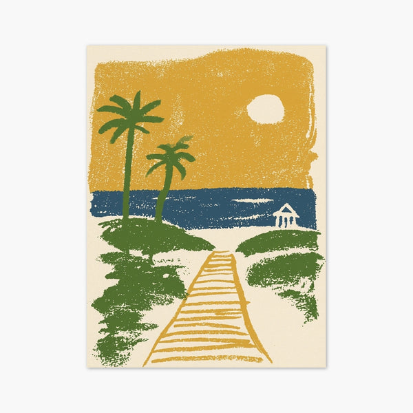 Retro Beach Sunset Print art print
