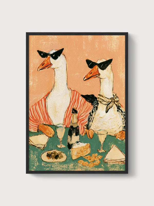 Silly Goose Print poster in black frame