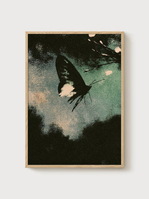 Monarch Butterfly Wall Art poster in oak frame