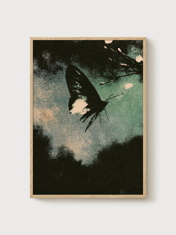 Monarch Butterfly Wall Art poster in oak frame